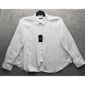 iCO Casual Shirt Womens 2XL White Regular Fit Long Sleeve Collared Button Up